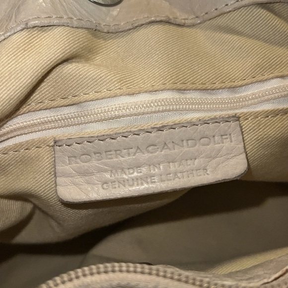 Roberta Gandolfi Tan Leather Studded Bow Purse Shoulder Bag Satchel Tote - Picture 8 of 8